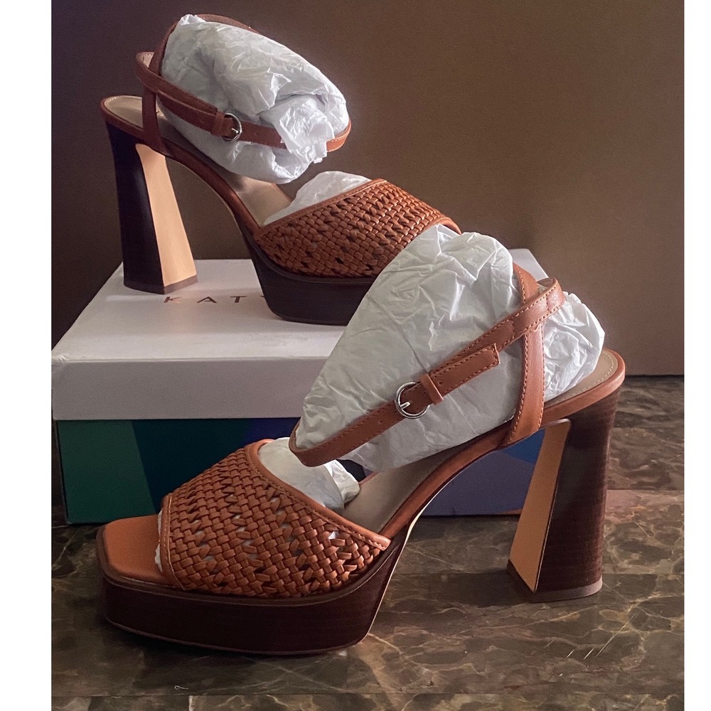 Katy Perry The Steady Ankle Strap Platform Sandals Ginger Biscuit KP3101 11M - Picture 2 of 5